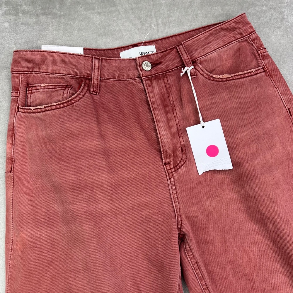 Vervet Leslie 90s Vintage Flare Jeans Womens 29 Red Distressed Raw Hem High Rise - Picture 4 of 15